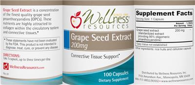Grape Seed Extract 200 mg label