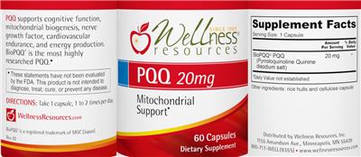 PQQ 20 mg label