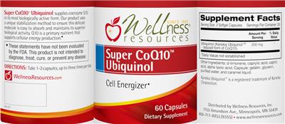 Super CoQ10 Ubiquinol label