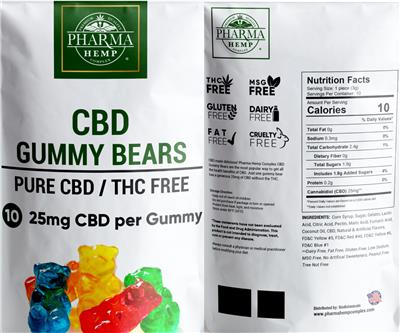 CBD Gummy Bears label