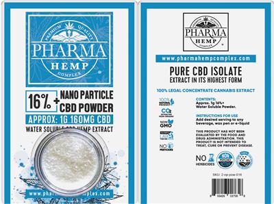 16% + Nano Particle CBD Powder label