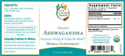 Organic Ashwagandha label