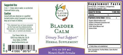 Bladder Calm label