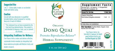 Organic Dong Quai label