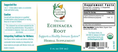 Organic Echinacea Root label