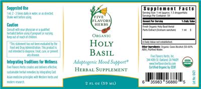 Organic Holy Basil label