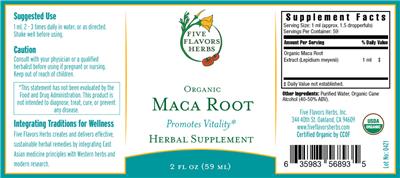 Organic Maca Root label