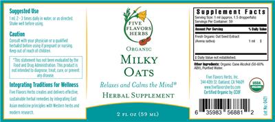 Organic Milky Oats label