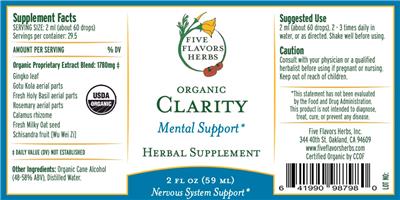 Organic Clarity label