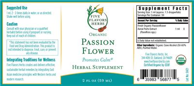 Organic Passion Flower label