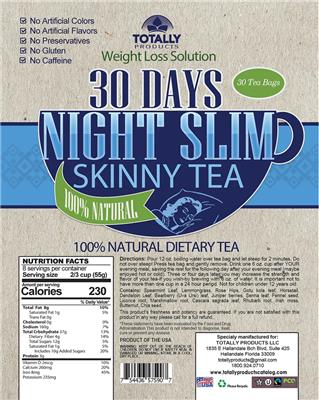 30 Day Night Slim Skinny Tea label