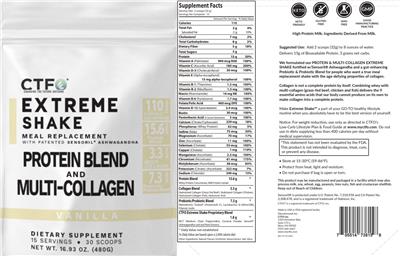 Extreme Shake Protein Blend and Multi-Collagen Vanilla label