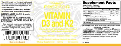 Vitamin D3 2000IU and K2 80 mcg label