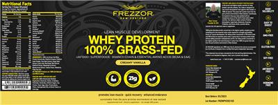 Whey Protein 100% Grass-Fed Creamy Vanilla label