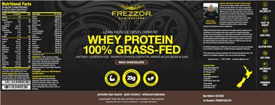 Whey Protein 100% Grass-Fed Rich Chocolate label