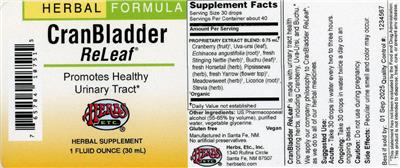 CranBladder ReLeaf label
