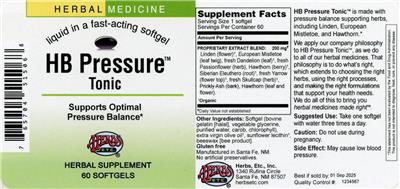 HB Pressure Tonic label