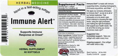 Immune Alert label