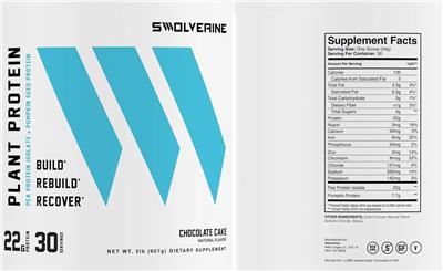 Plant Protein Chocolate Cake Flavor label