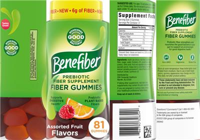 Benefiber Fiber Gummies label