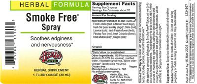 Smoke Free Spray label