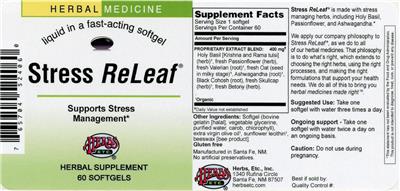 Stress ReLeaf label