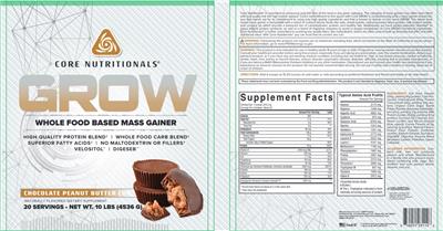 GROW Chocolate Peanut Butter Cup label