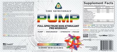 PUMP Australian Gummy Snakes label