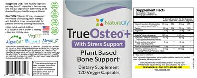 TrueOsteo+ with Stress Support label