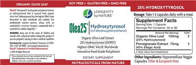 Olea25 Hydroxytyrosol label