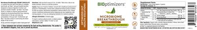 Microbiome Breakthrough Creamy Chocolate label