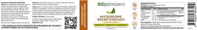 Microbiome Breakthrough Vegetarian Vanilla label