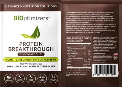 Protein Breakthrough Chocolate Bliss label