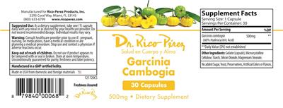 Garcinia Cambogia 500 mg label