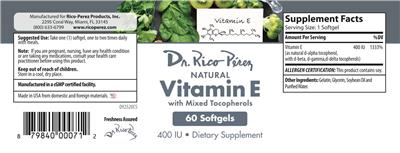 Natural Vitamin E 400 IU label