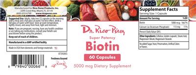 Biotin 5000 mcg label