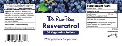 Resveratrol 250 mg label