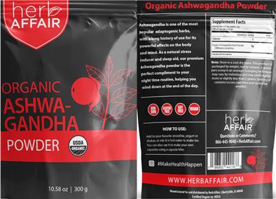 Organic Ashwagandha Powder label