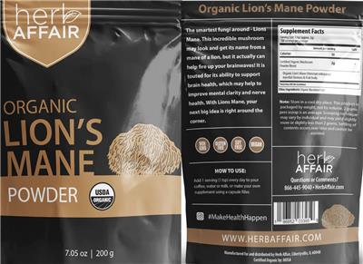 Organic Lion's Mane Powder label