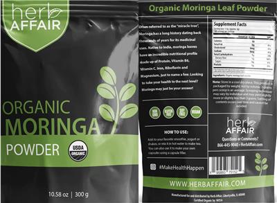 Organic Moringa Powder label