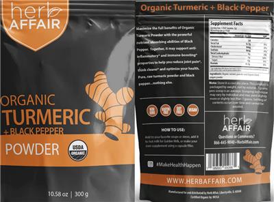 Organic Turmeric + Black Pepper Powder label