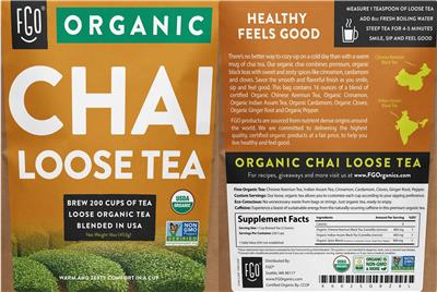 Organic Chai Loose Leaf Tea label