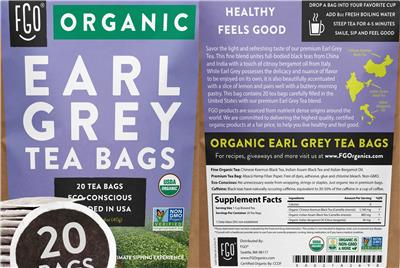 Organic Earl Grey Tea Bags label