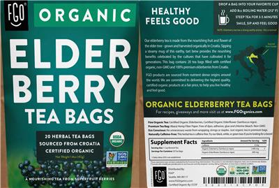 Organic Elderberry Tea Bags label