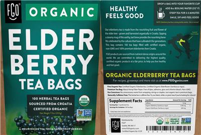 Organic Elderberry Tea Bags label