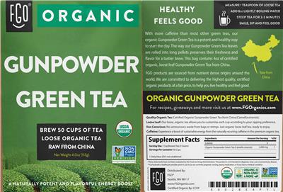 Organic Gunpowder Green Tea label