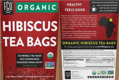Organic Hibiscus Tea Bags label
