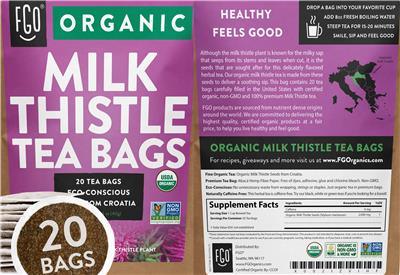 Organic Milk Thistle Tea Bags label