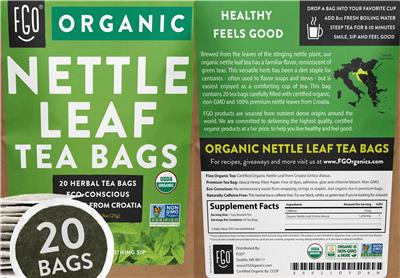 Organic Nettle Leaf Tea Bags label