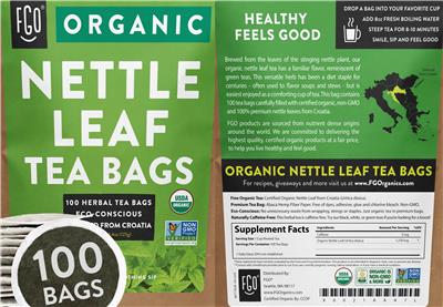 Organic Nettle Leaf Tea Bags label